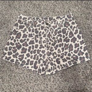 NWOT art class Leopard Print Jean Shorts - Cream and Brown